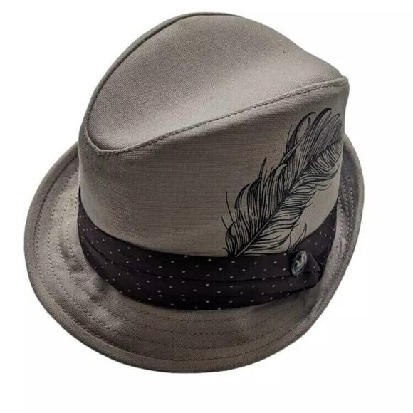 New Goorin Bros Small Dirty Larry Feather Design Fedora Hat‎ Cap Beige - Picture 1 of 6